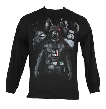 Star Wars Long Sleeve Mens T-Shirt - Darth Vader Jabba Boba Fett in B & W