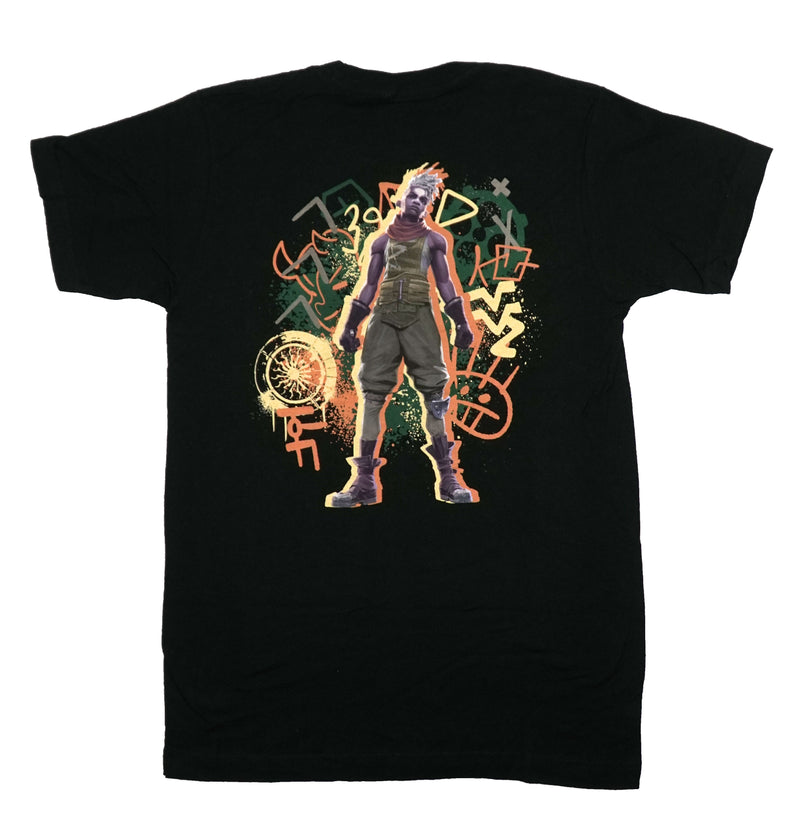 Arcane Mens T-Shirt - League of Legends Lapel and Back Graffiti Ekko Images