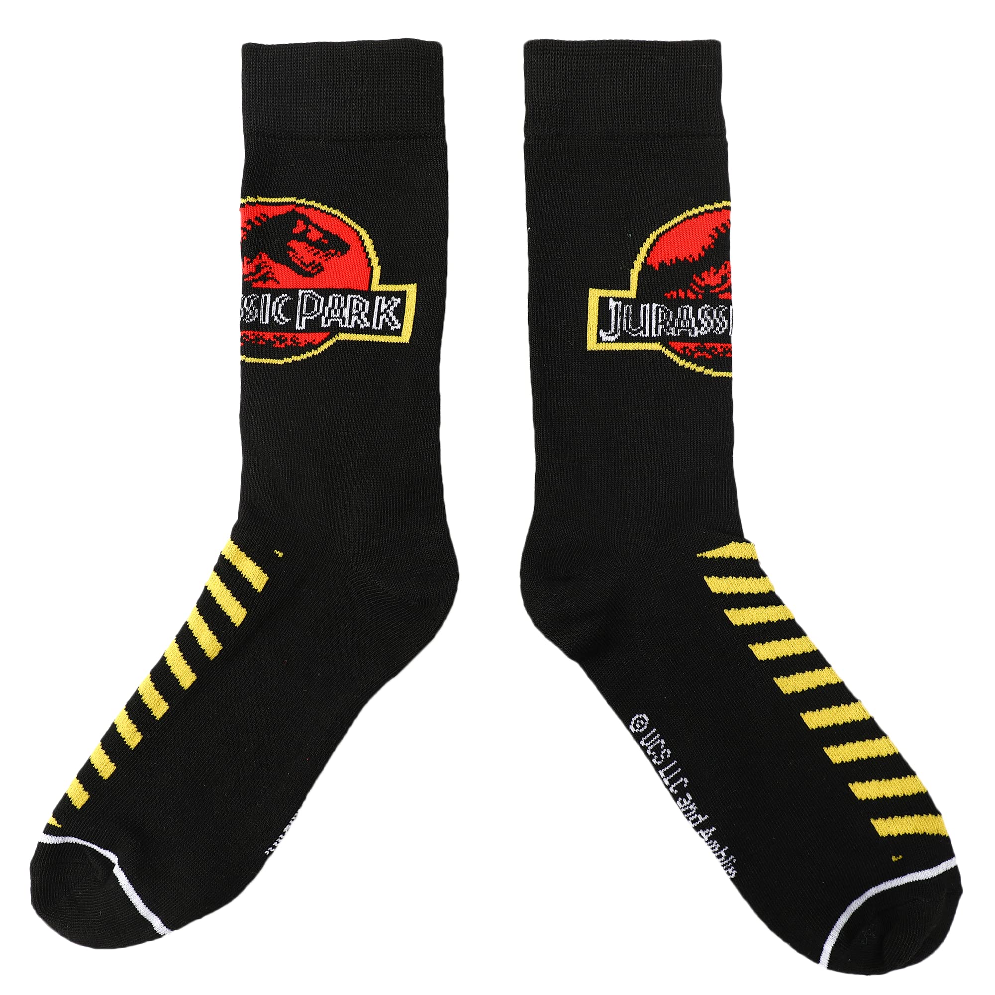 Bioworld Jurassic Park Mixed Art Logos Men's 5-Pack Casual Crew Socks