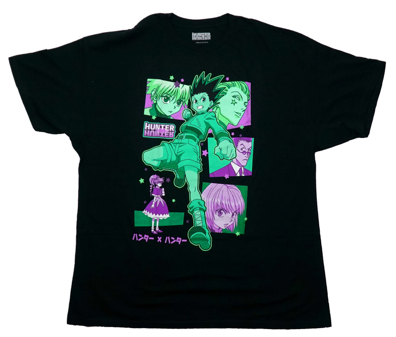 Hunter X Hunter Mens T-Shirt - Green Purple Cast Among Stars Giant Gon Center