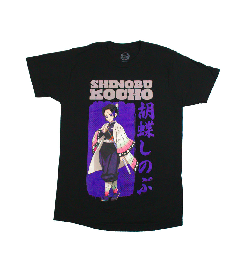 Demon Slayer Mens T-Shirt - Shinobu Kocho Posing by Kanji Name
