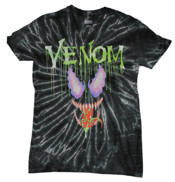 Venom Mens T-Shirt -  Face Under Dripping Green Logo