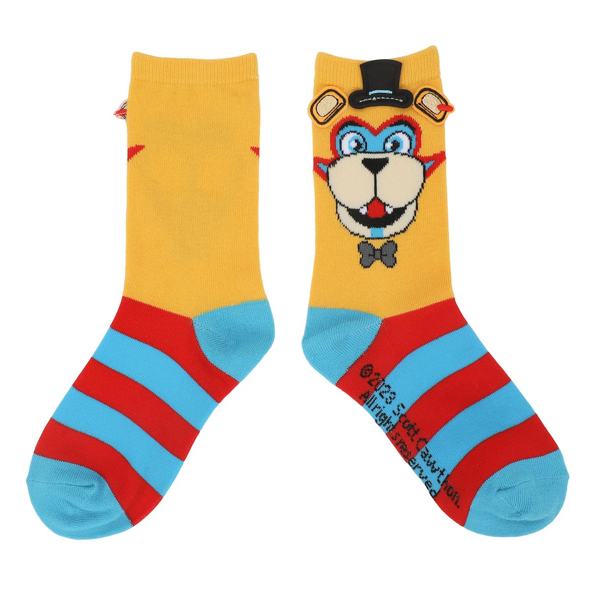Bioworld Five Nights At Freddy's Freddy Fazbear 2-Pair Multi-color Cartoon Themed Casual Unisex-Kids Crew Socks Size 7-9