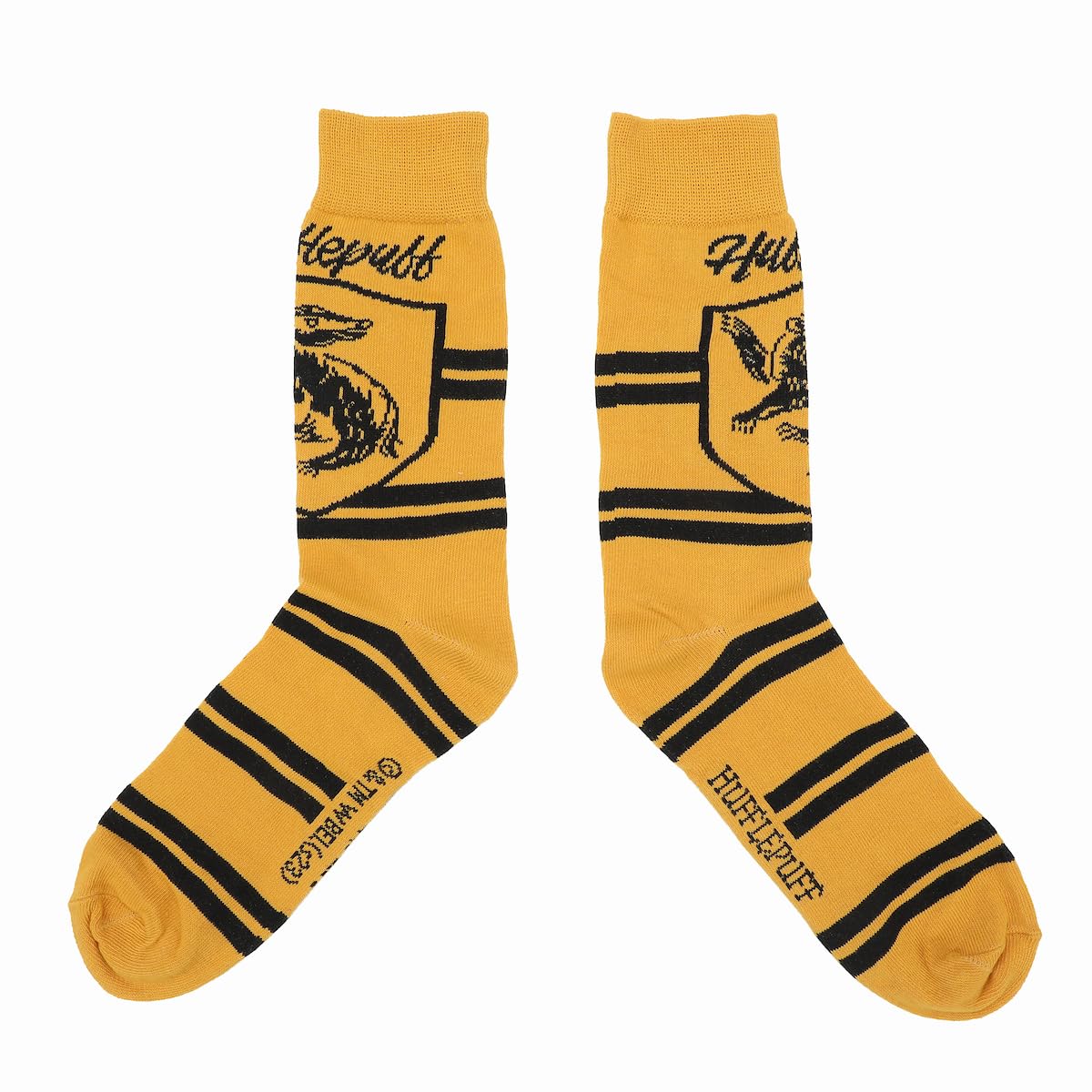 Bioworld Harry Potter Hogwarts House Crests on Varsity Stripes Men's Casual Crew Socks (5 Pairs)