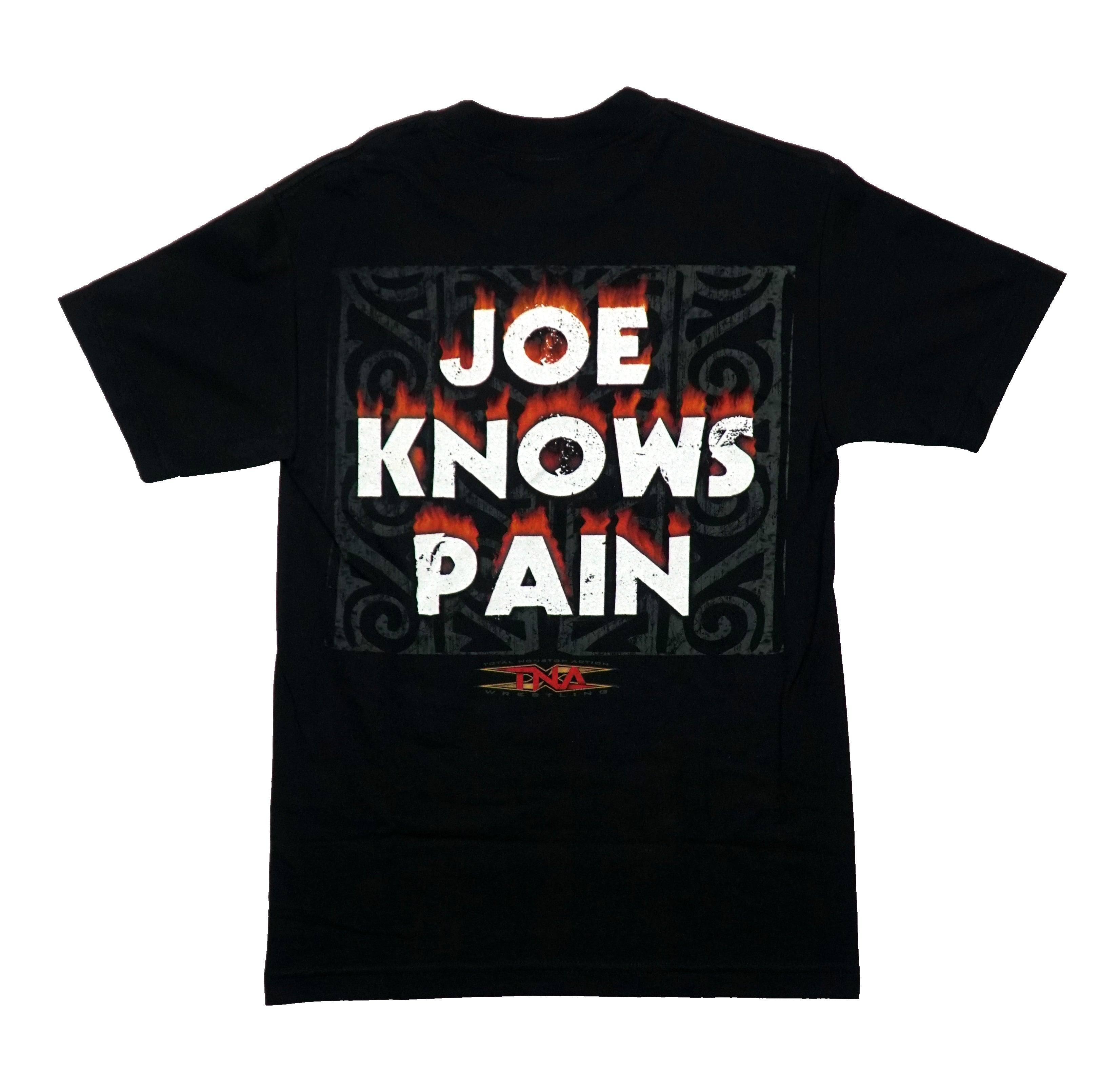 TNA Wrestling Mens T-Shirt - Samoa Joe Logo Front  Joe Knows Pain Back