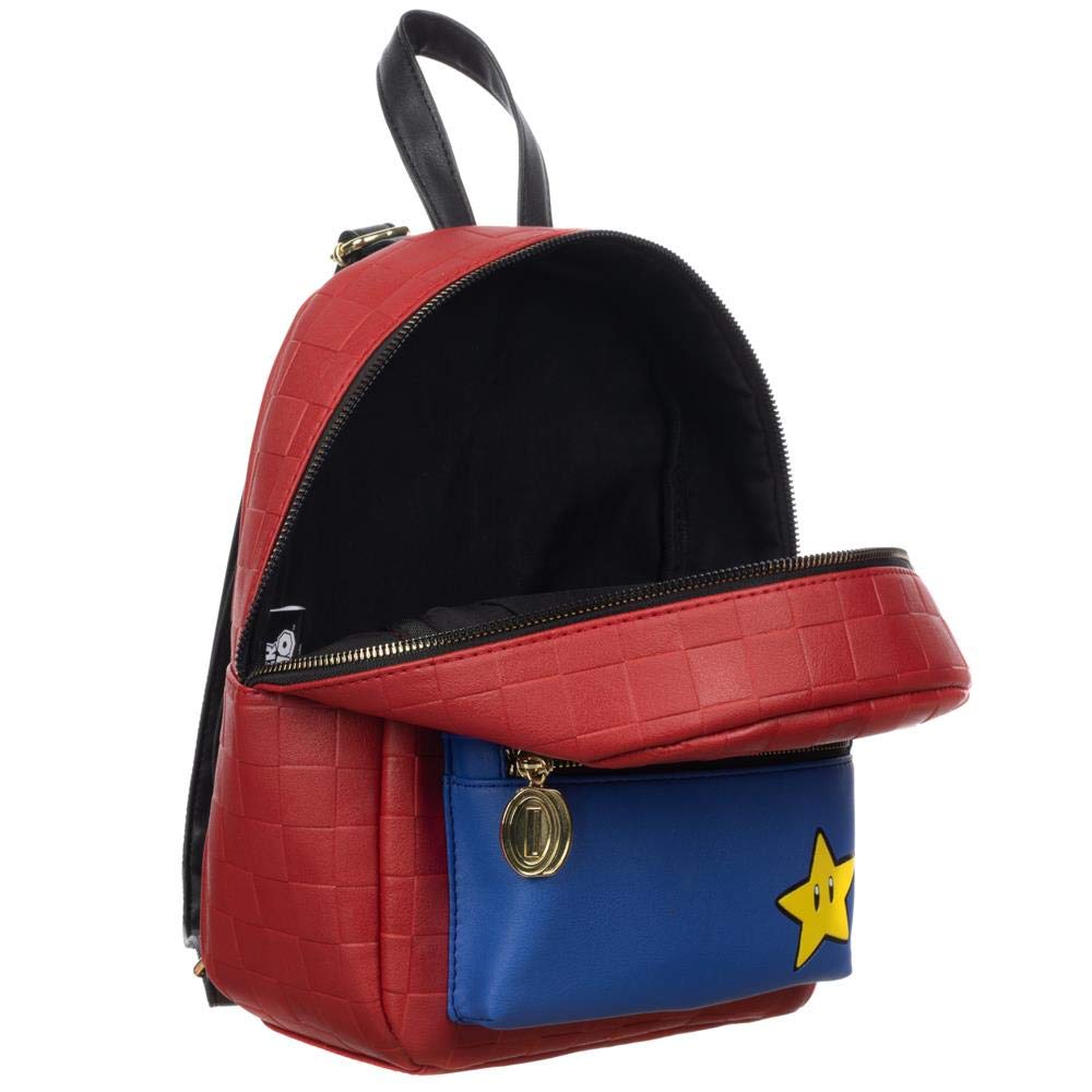 Bioworld Super Mario Brothers Mini Backpack Merchandise - Red and Blue