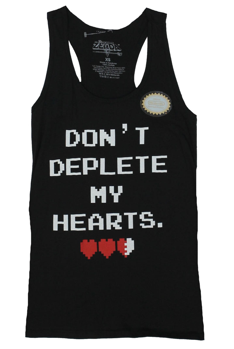 Legend of Zelda Mens Tank Top - "Don't Deplete My Hearts" Game Image