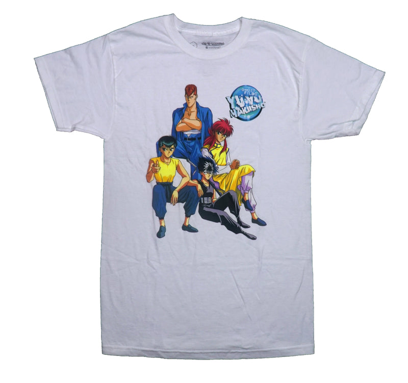 Yu Yu Hakusho Mens T-Shirt - Group Under Circle Ghost Files Lapel Logo