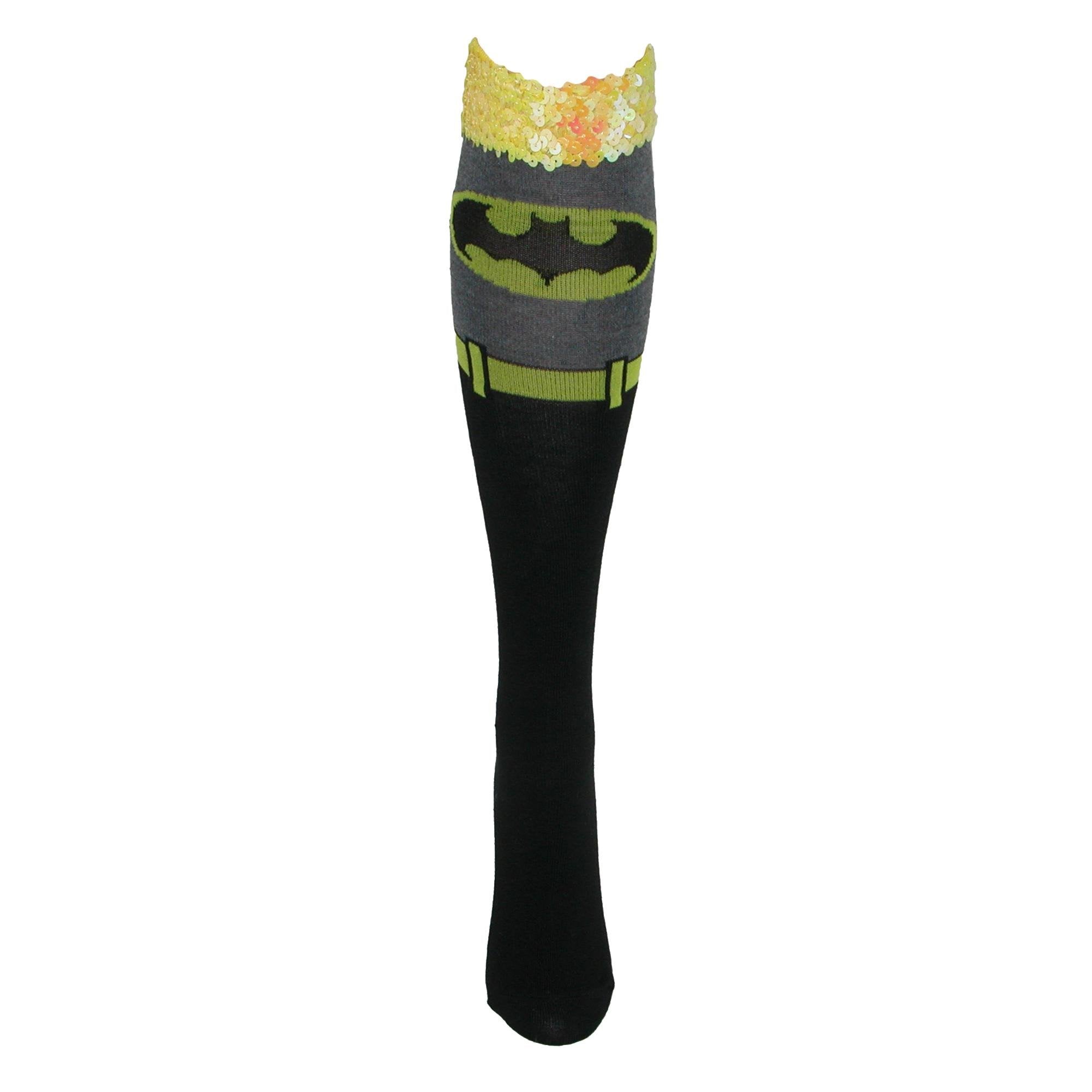 DC Comics Batman Sequin Cuff Knee High Socks