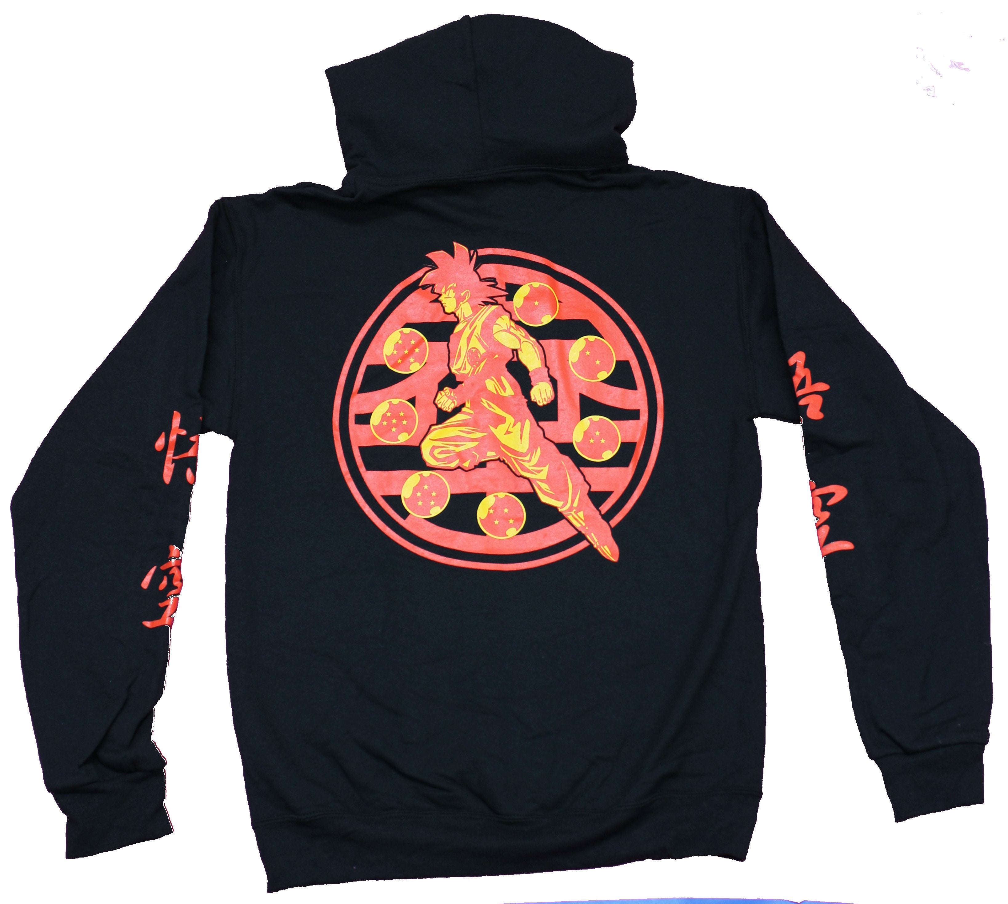 Dragon Ball Z Mens Pullover Hoodie- Symbol Lapel Goku Dragon Balls Back