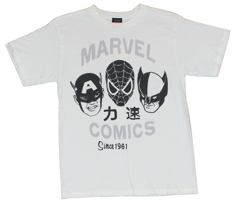 Marvel Comics Mens T-Shirt - Cap, Spidey, Wolvy Simple Since 1961 Image