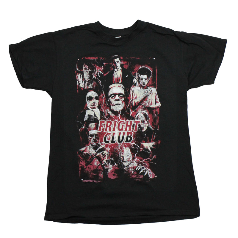 Fright Club Mens T-Shirt - Distressed Classic Monsters Word Collage - Inmyparentsbasement.com