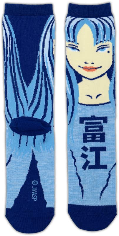 Ripple Junction Junji Ito Adult Horror Crew Socks Tomie All Over Print - One Size Blue