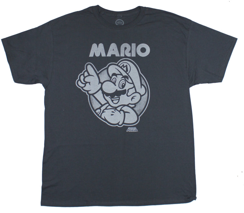 Super Mario Brothers (Nintendo) Mens T-Shirt - Waving White Print Circle Image