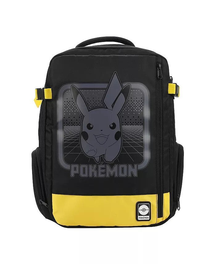 Pikachu Running Black 17" Large Travel Backpack - Inmyparentsbasement.com