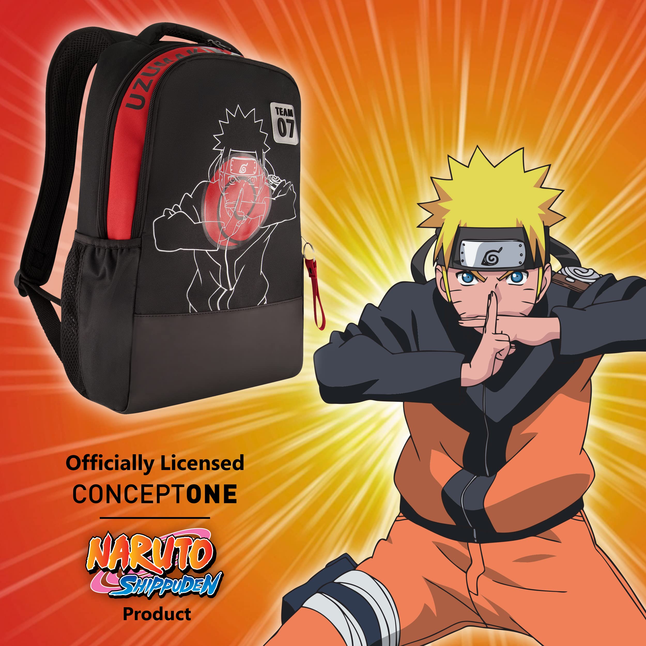 Naruto 15 Inch Sleeve Laptop Backpack, Padded Computer Bag for Commute or Travel, Team 7, One Size