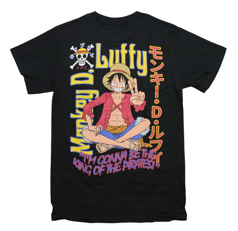 One Piece Mens T-Shirt - Lapel Monkey D. Luffy Skull Sitting On Back