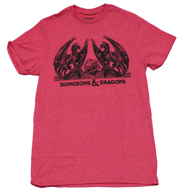 Dungeons & Dragons Mens T-Shirt - Dragons on Either Side of d20