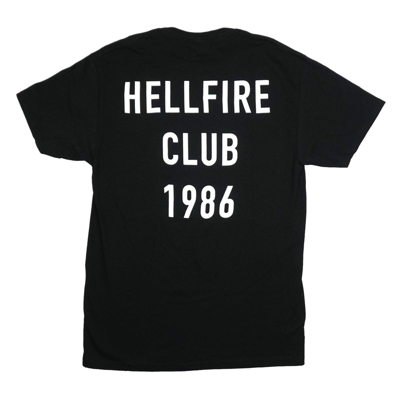 Stranger Things Mens T-Shirt - Hellfire Club B & W Photo Name Back