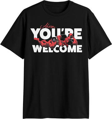 Deadpool Mens T-Shirt - Relaxing Ahem You're Welcome Image
