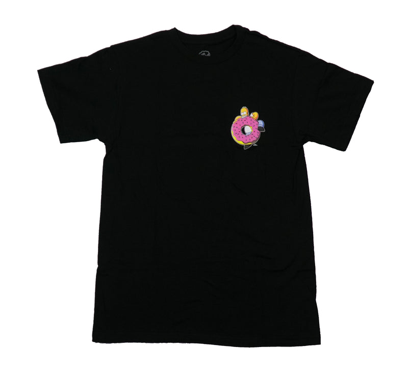 The Simpsons Mens T-Shirt - Homer Eating Donut Lapel and On Back