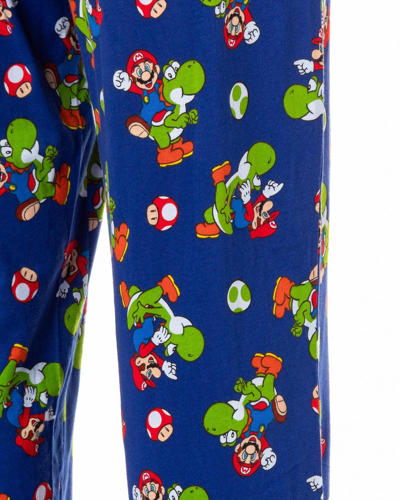 Nintendo Men's Mario and Yoshi Power Up Soft Touch Cotton Pajama Pants