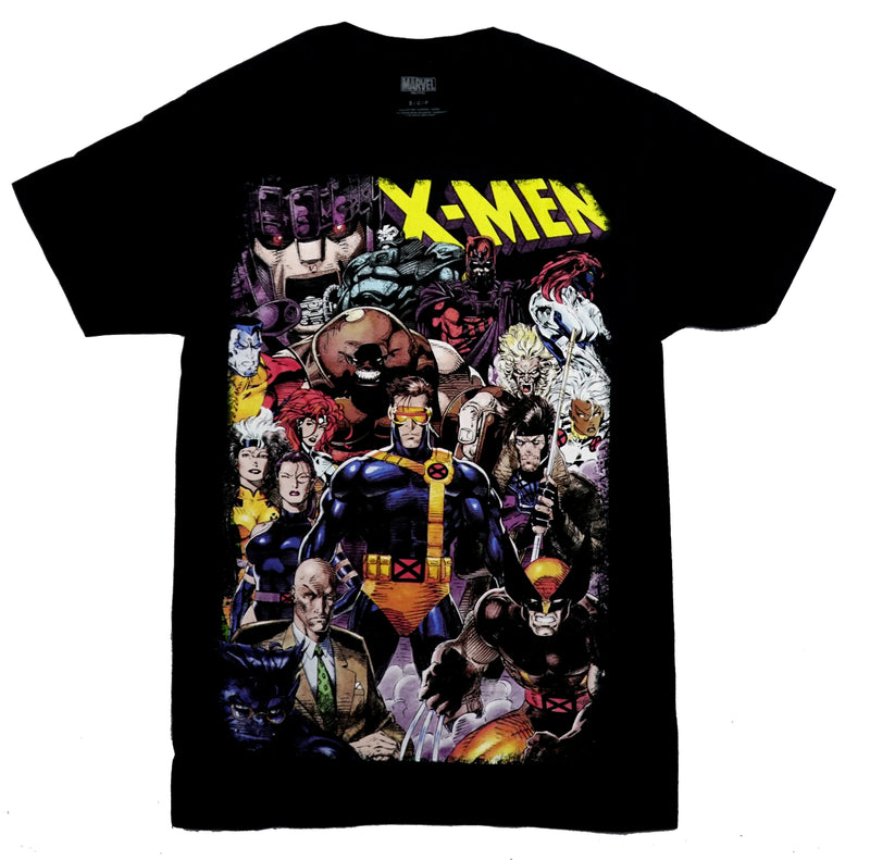 X-Men Mens T-Shirt - Jim Lee Giant Group Surrounding Cyclops at Center