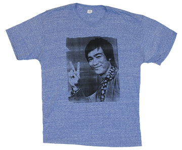 Bruce Lee Mens T-Shirt  -  Peace Sign Distressed Bruce Lee Photo Image