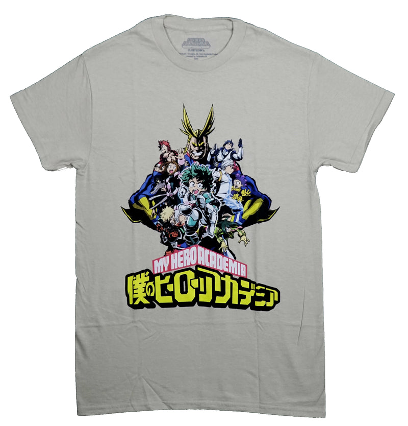 My Hero Academia Mens T-Shirt - Class 1A Giant Attack Over Logo
