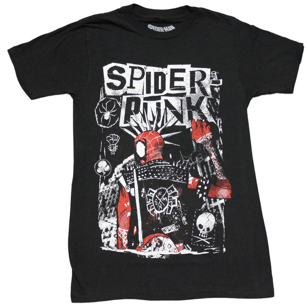 Spider-Man Mens T-Shirt - Spider Punk Black White And Red - Inmyparentsbasement.com