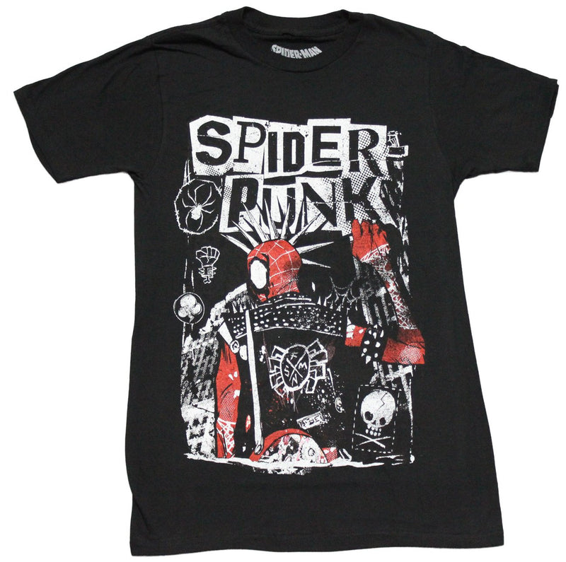 Spider-Man Mens T-Shirt - Spider Punk Black White And Red - Inmyparentsbasement.com