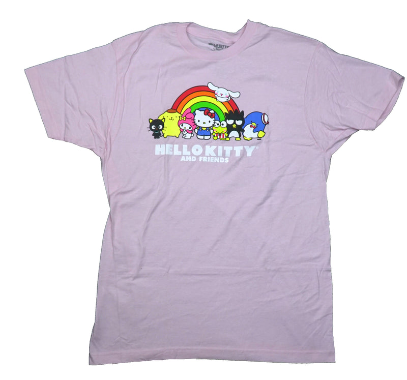 Hello Kitty & Friends Mens T-Shirt - Posing In Front of Rainbow - Inmyparentsbasement.com