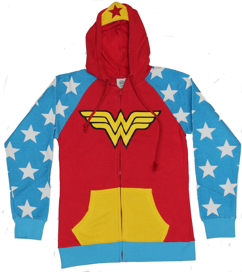Wonder Woman (Dc Comics)  Girls Juniors Hoodie - Blue Red Yellow Costume