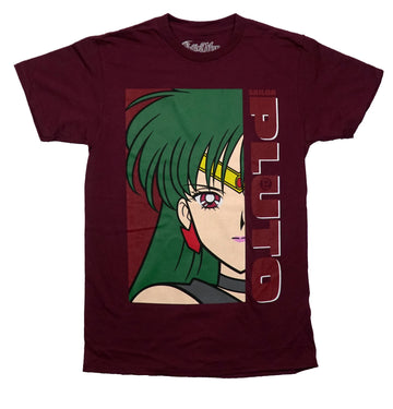 Sailor Moon Mens T-Shirt  -Sailor Pluto Large Face & Name Image