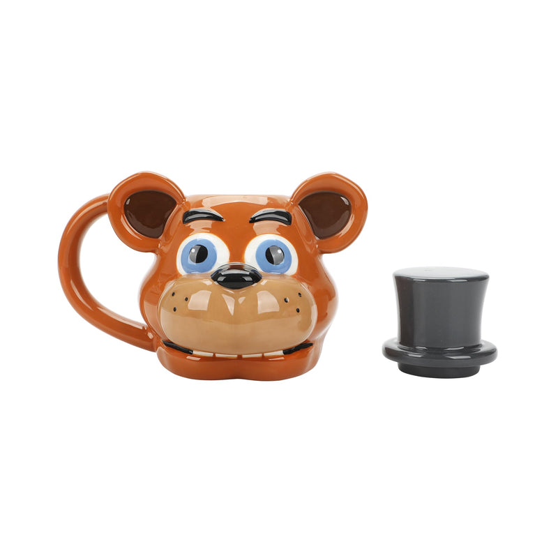 Five Nights At Freddy's Sculpted Freddy Fazbear Ceramic Mug With Hat Lid 23 oz