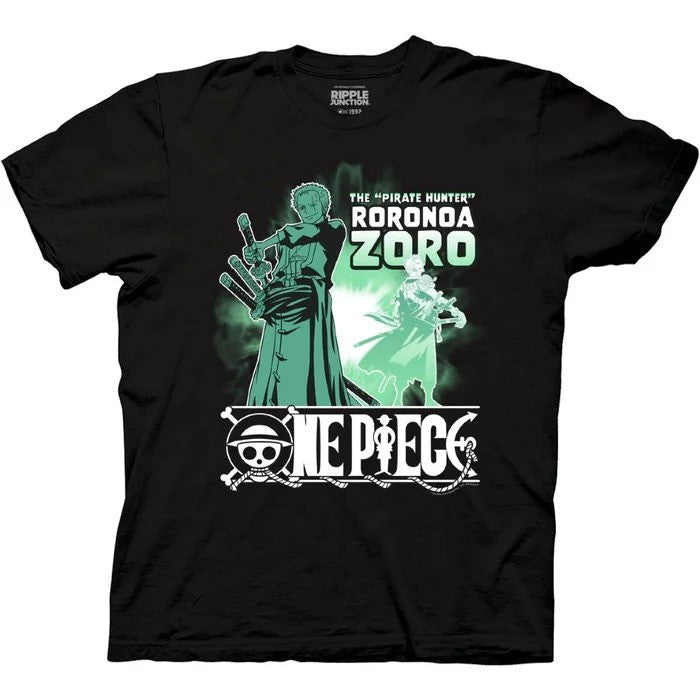 One Piece Mens T-Shirt - Roronoa Zoro Green Cast Stance Image - Inmyparentsbasement.com