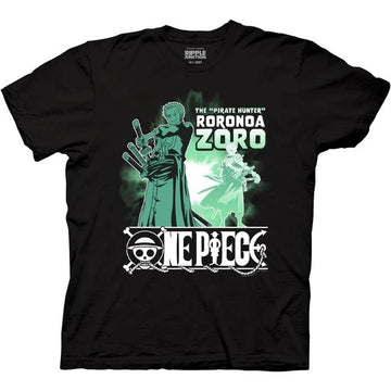 One Piece Mens T-Shirt - Roronoa Zoro Green Cast Stance Image
