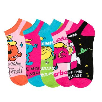 Bioworld Mr. Men And Little Miss Meme Characters 5-Pack Women's Ankle Socks