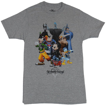 Kingdom Hearts Mens T-Shirt - Giant Group Cast Image Mickey And Stitch Center