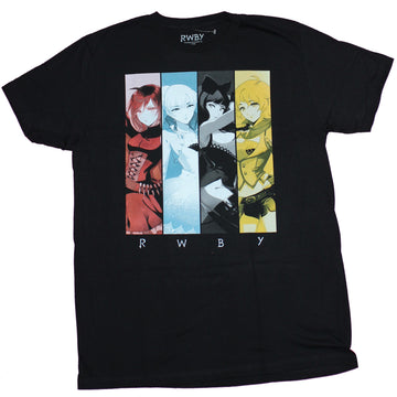 RWBY Mens T-Shirt  - Four Colored Character Bars Image