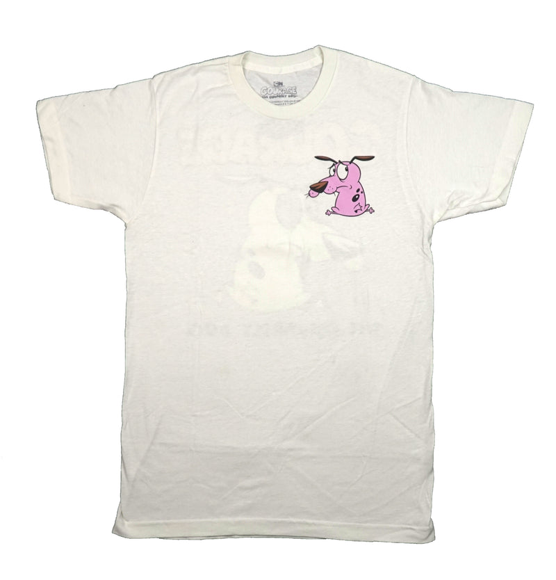 Courage the Cowardly Mens T-Shirt - Dog Pink Image on Back and Lapel