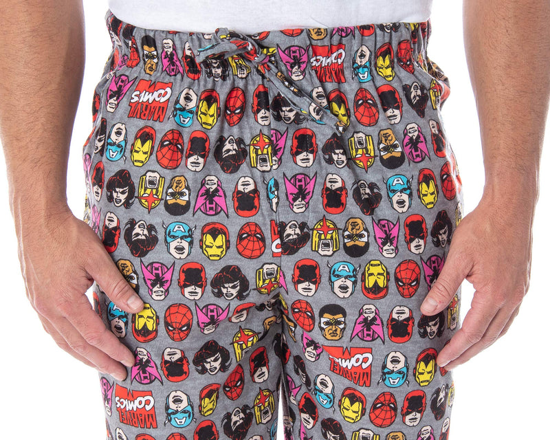 Marvel Men's Vintage Comic Character Faces Superhero Adult Sleep Lounge Pajama Pants