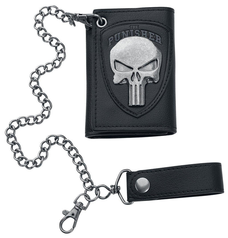 Bioworld Marvel The Punisher Skull Logo Mens Biker Chain Wallet,Black,One Size