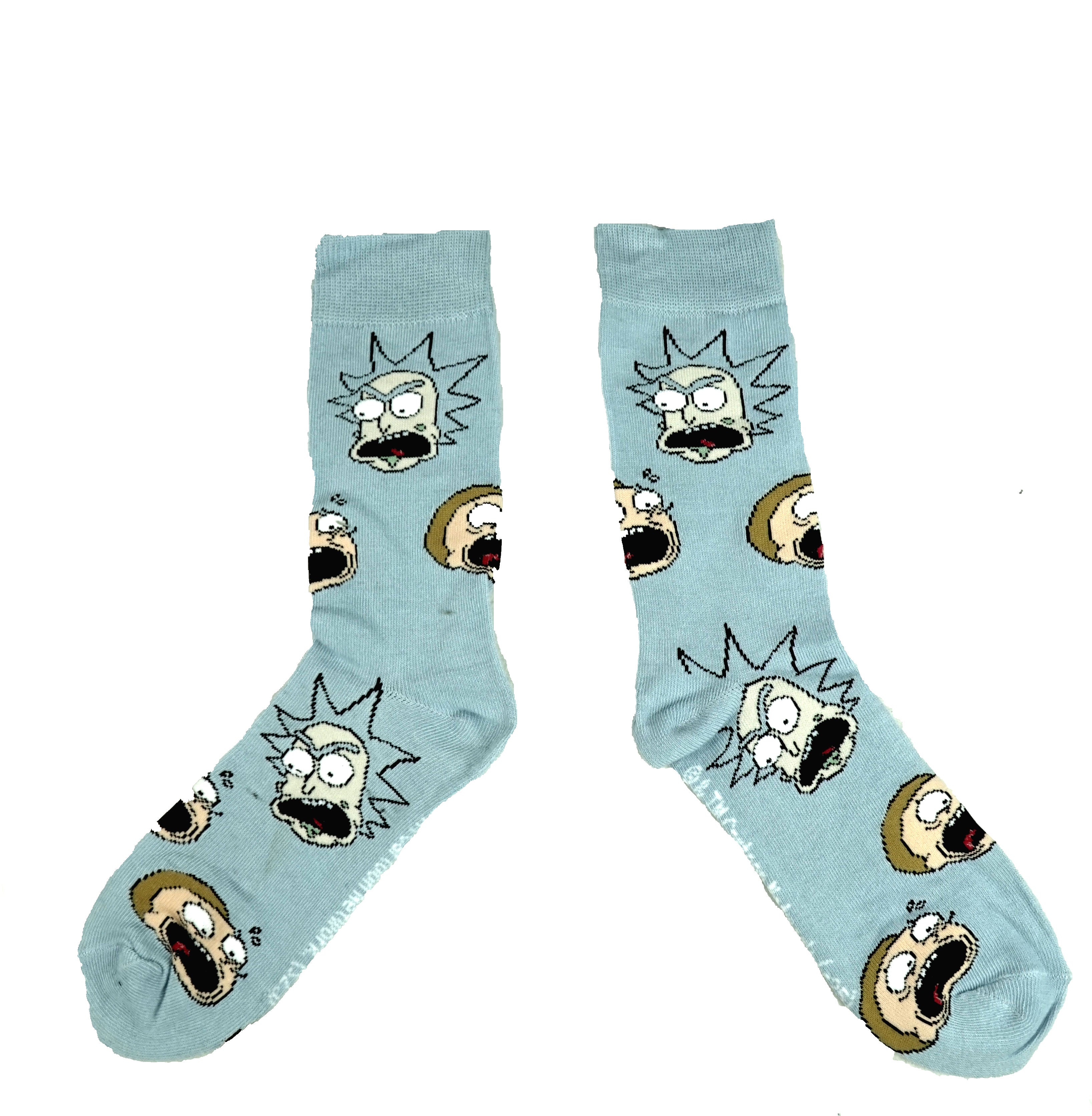 Rick & Morty Mens Crew Socks 2 Pack Faces Allover &  Pickle Rick