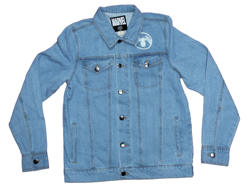 Venom Mens Jean Jacket  - Embroidered Lapel Lethal Protector Back Image