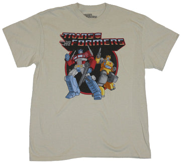 Transformers Mens T-Shirt -  Optimus Prime & Bumblebee Cartoon Circle Logo Image