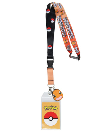 Pokemon Charmander 004 ID Badge Holder Rubber Charm 2-Sided Breakaway Lanyard