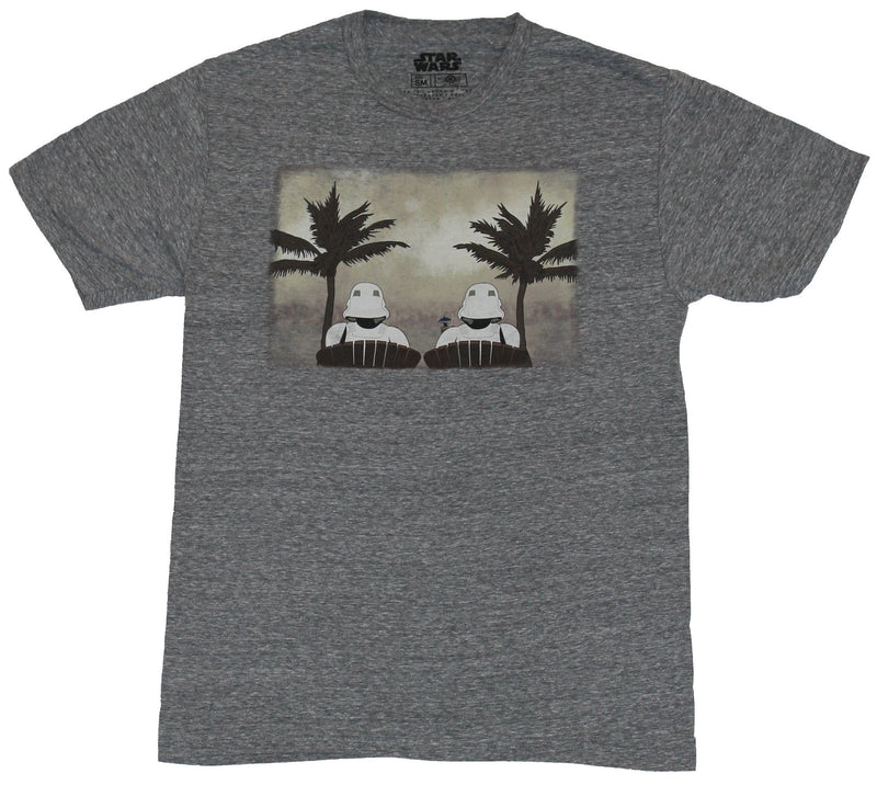 Star Wars Mens T-Shirt - Stormtrooper Relaxing Palm Tree Beach Image