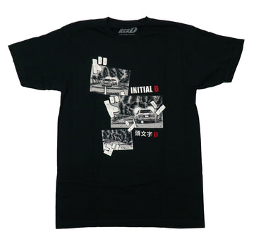 Initial D Mens T-Shirt -  Black and White Coastal Highway Car Scenes