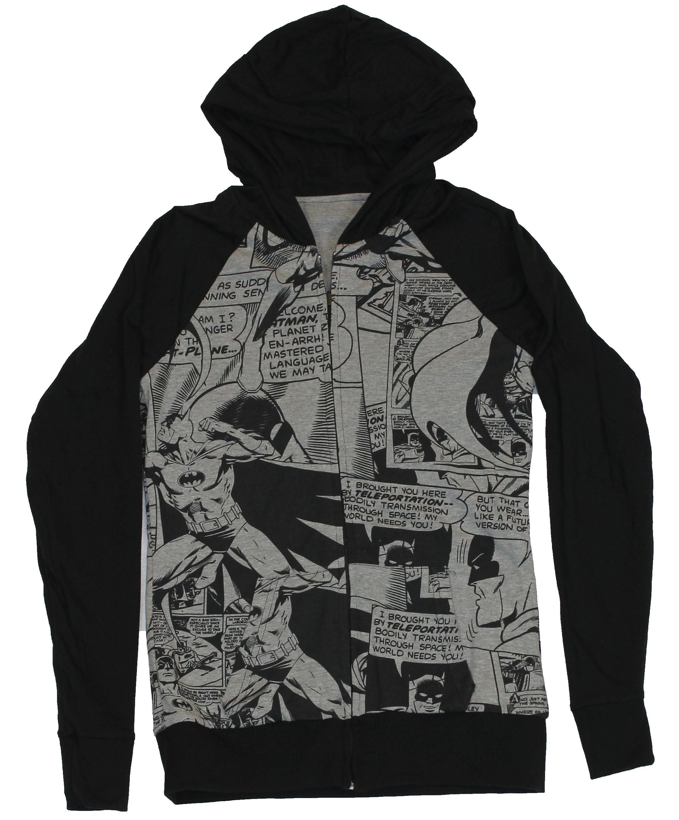 Batman (DC Comics)Girls Reversible Hoodie Sweatshirt - Batman Logo Comic Panels